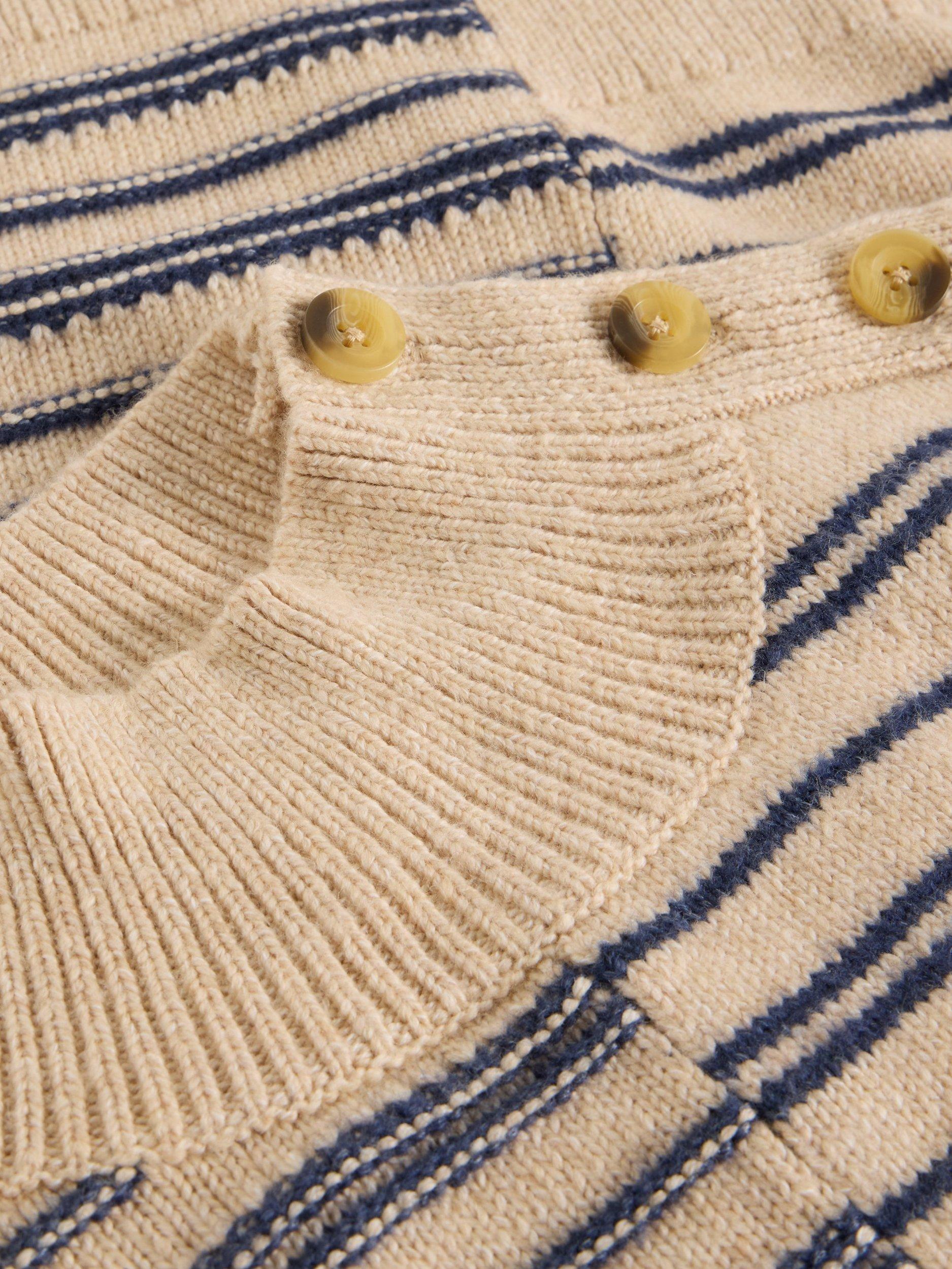 Product image 6 of 6, which shows White Stuff Nat High Neck Striped Cotton Blend Jumper, Natural/Multi, 6