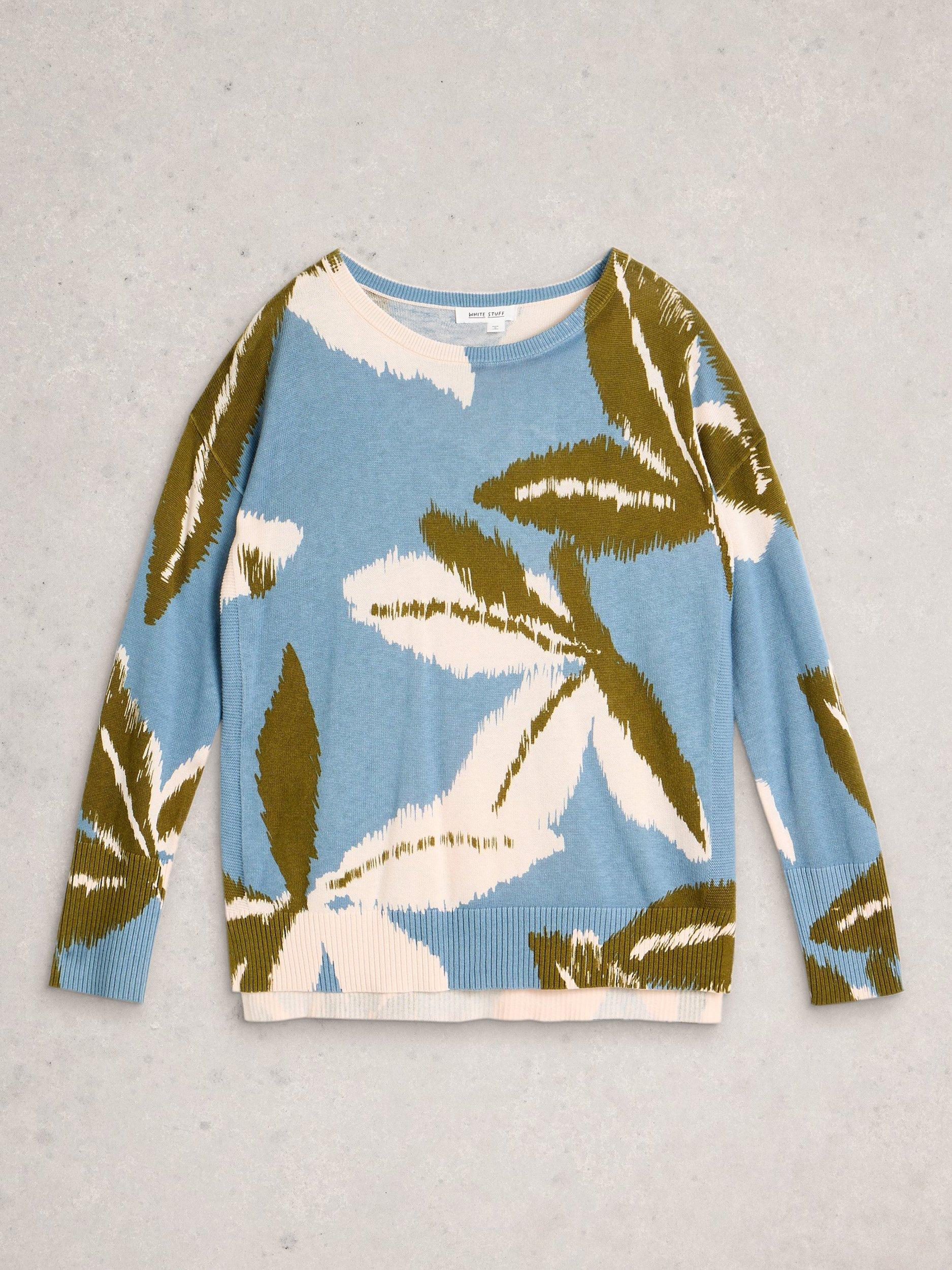 Product image 5 of 6, which shows White Stuff Olive Leaves Jumper, Blue/Multi, 6