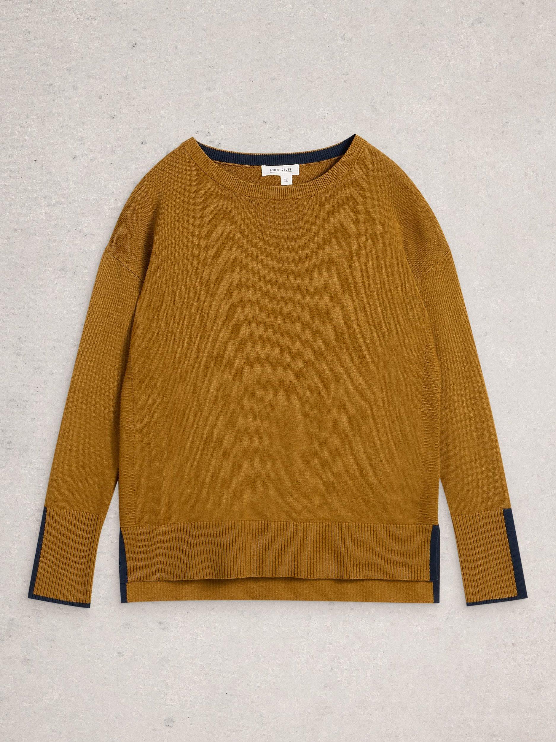 Product image 5 of 6, which shows White Stuff Olive Contrast Trim Jumper, Dark Chartreuse, 8