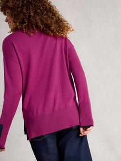 White Stuff Olive Colour Block Jumper, Dark Plum - view 2, Dark Plum