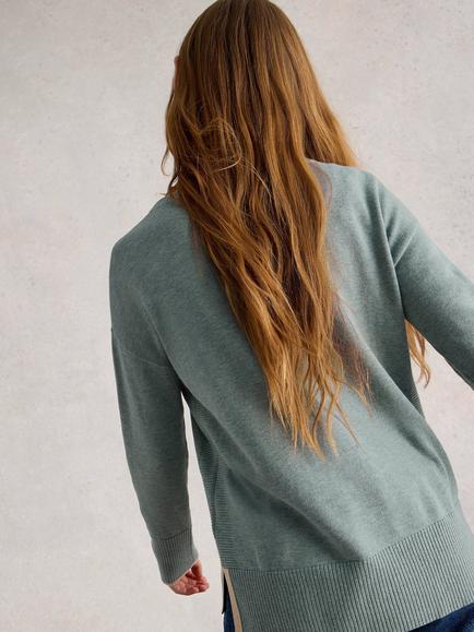 White Stuff Olive Organic Cotton Blend Jumper - view 2, Dus Green