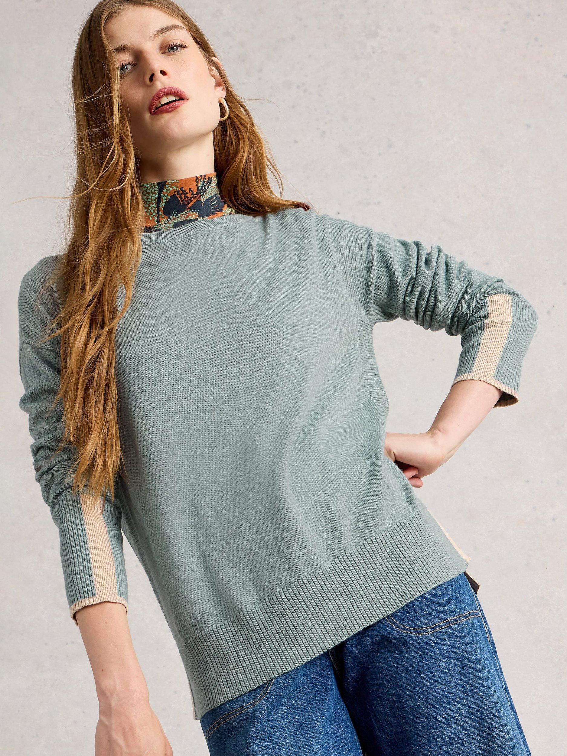 Product image 3 of 6, which shows White Stuff Olive Organic Cotton Blend Jumper, Dus Green, 6
