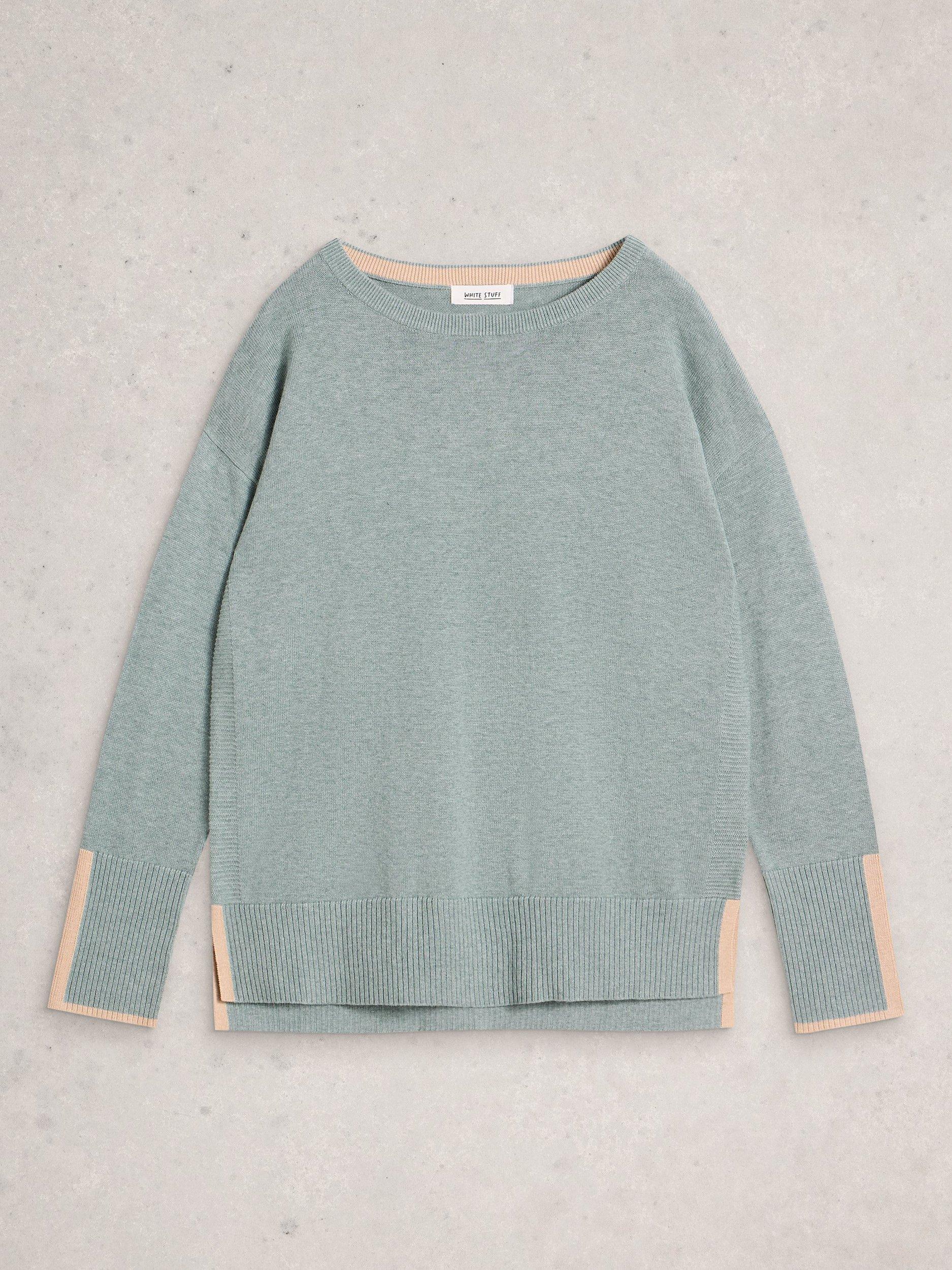 Product image 5 of 6, which shows White Stuff Olive Organic Cotton Blend Jumper, Dus Green, 6
