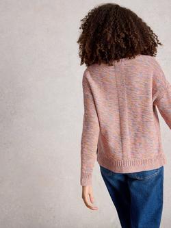 White Stuff Victoria Twisted Yarn Jumper, Pink/Multi - view 2, Pink/Multi