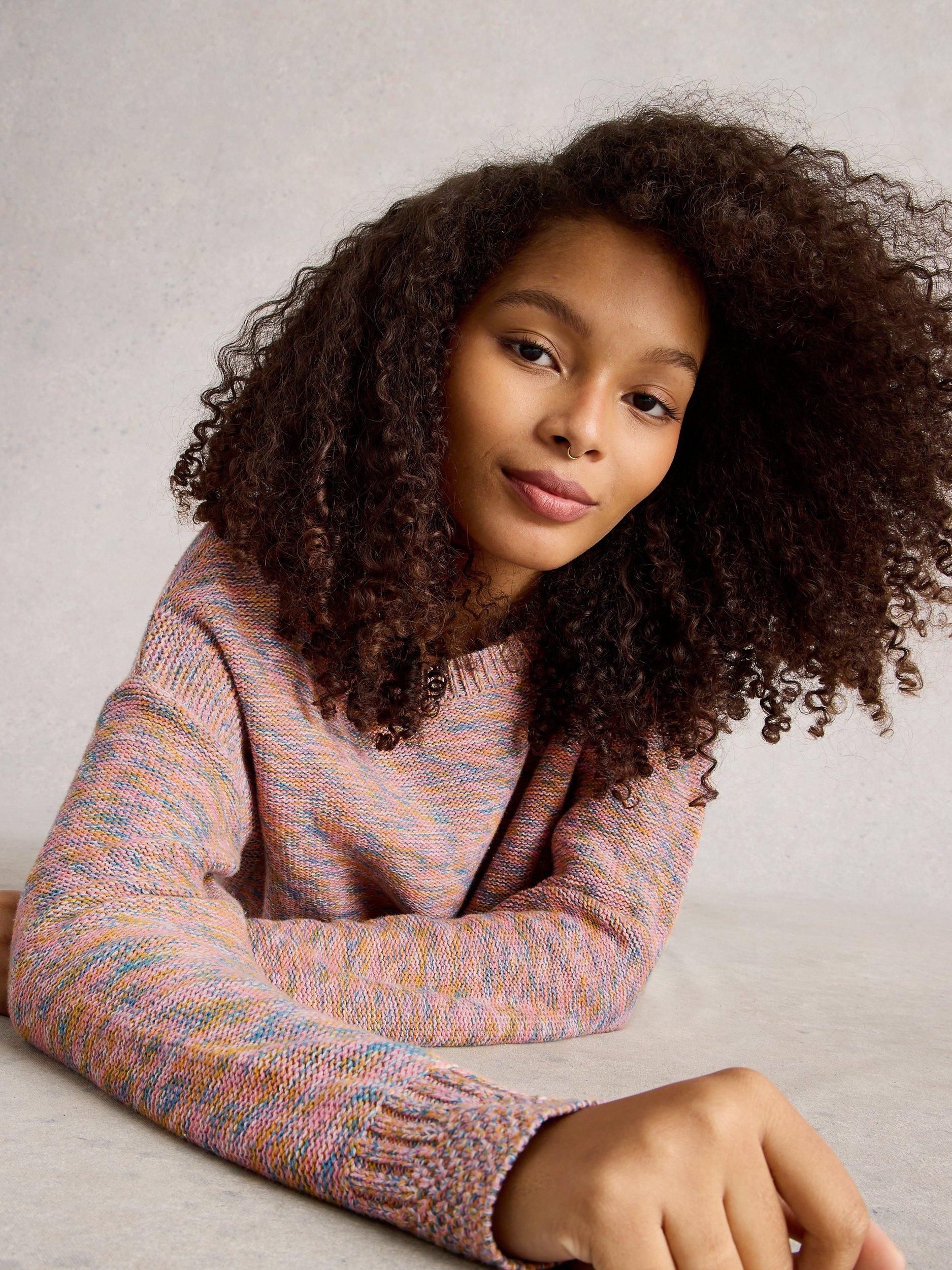 Product image 4 of 6, which shows White Stuff Victoria Twisted Yarn Jumper, Pink/Multi, 8