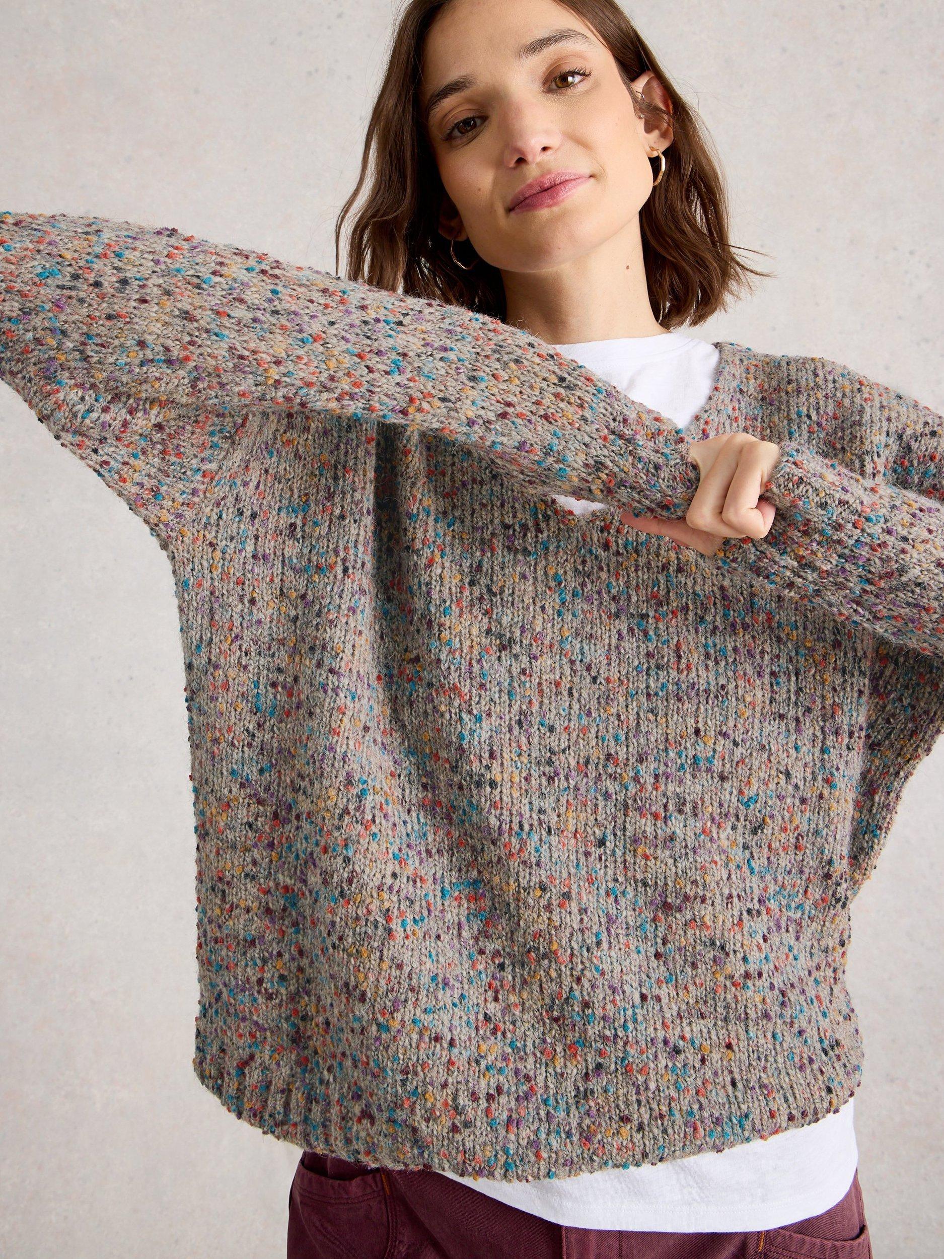 Product image 2 of 6, which shows White Stuff Textured Yarn V-Neck Jumper, Natural, 6