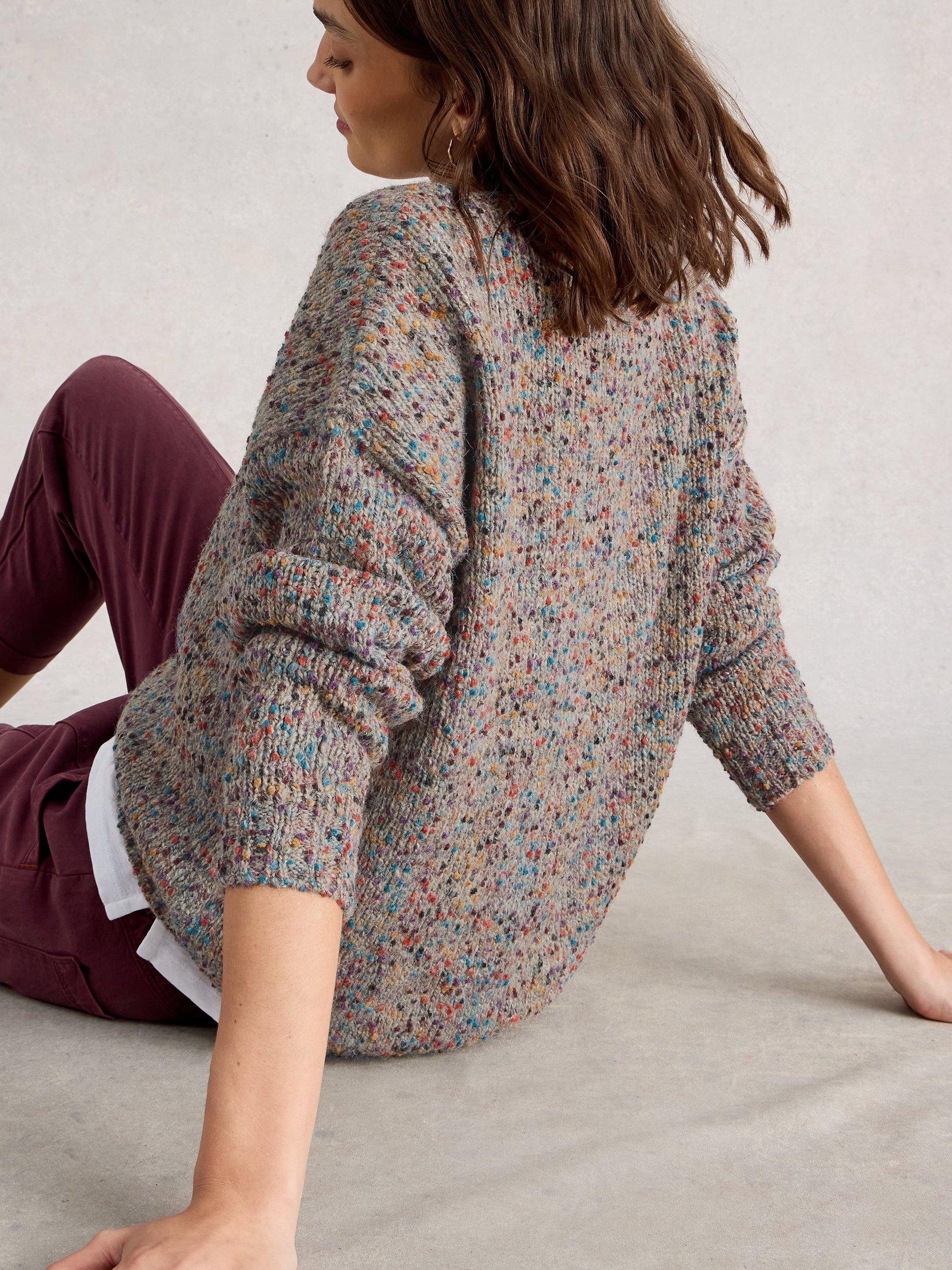 Product image 4 of 6, which shows White Stuff Textured Yarn V-Neck Jumper, Natural, 6