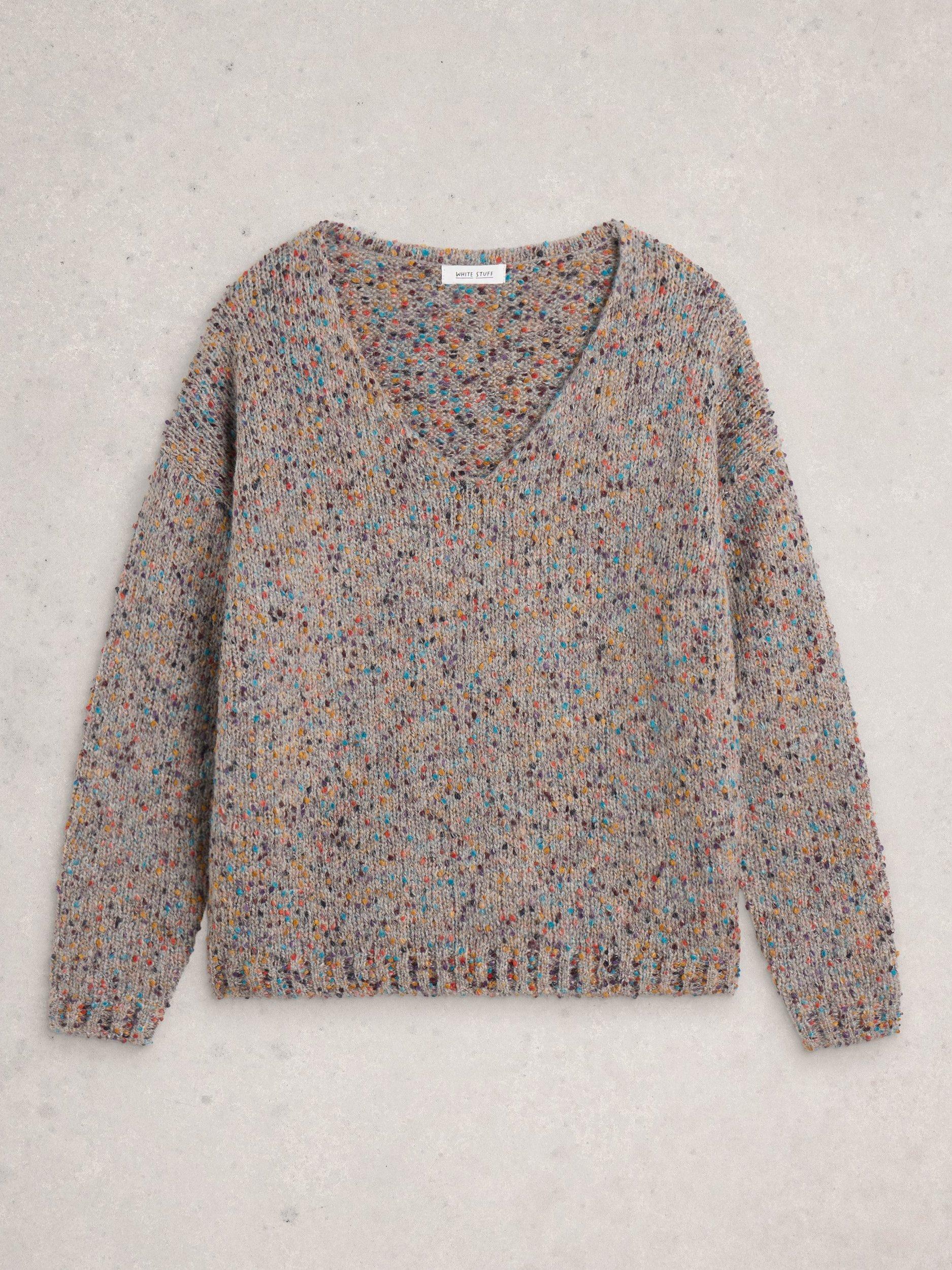 Product image 5 of 6, which shows White Stuff Textured Yarn V-Neck Jumper, Natural, 6