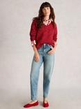 White Stuff Textured Yarn V-Neck Jumper, Mid Red