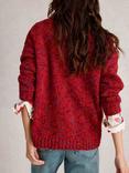 White Stuff Textured Yarn V-Neck Jumper, Mid Red