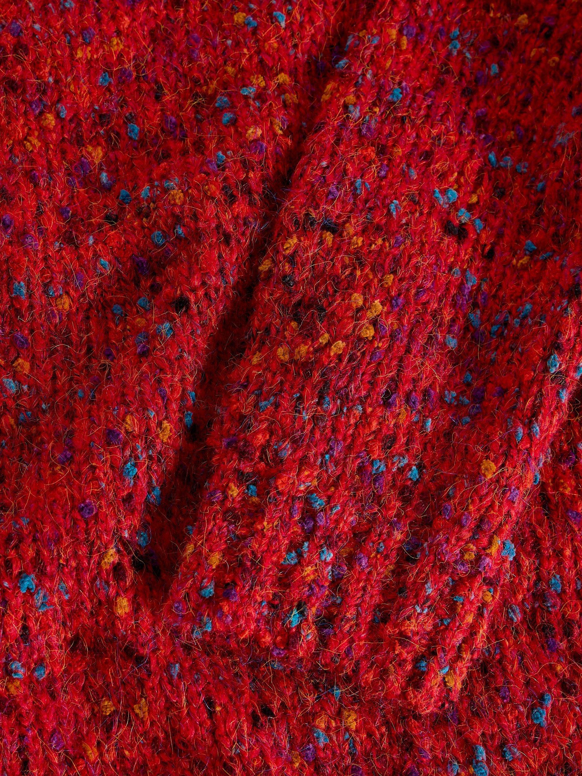 Product image 6 of 6, which shows White Stuff Textured Yarn V-Neck Jumper, Mid Red, 12