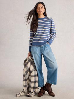 White Stuff Crew Neck Stripe Jumper, Navy/Multi, Navy/Multi