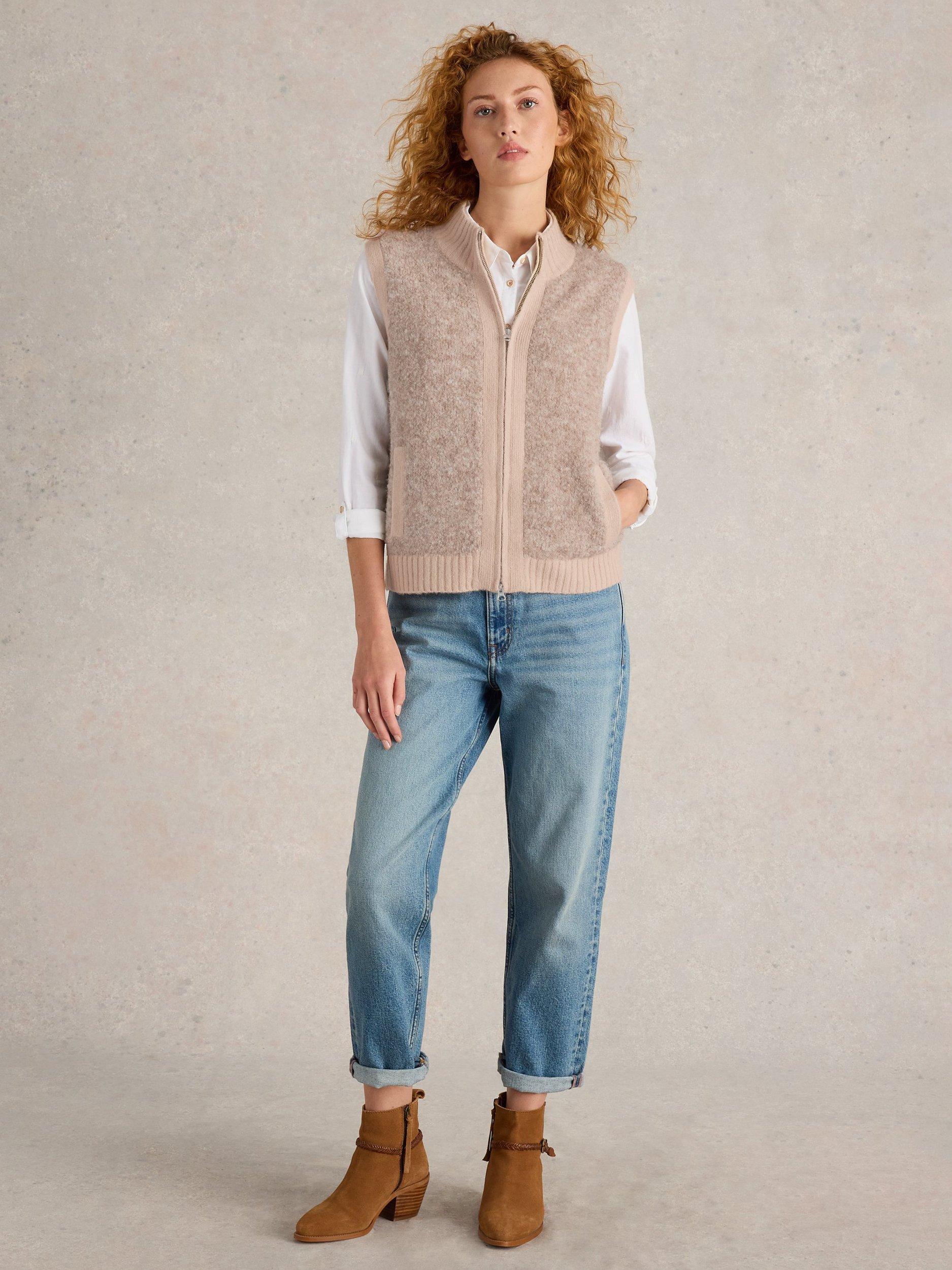 Product image 1 of 6, which shows White Stuff Boucle Gilet, Natural, 6