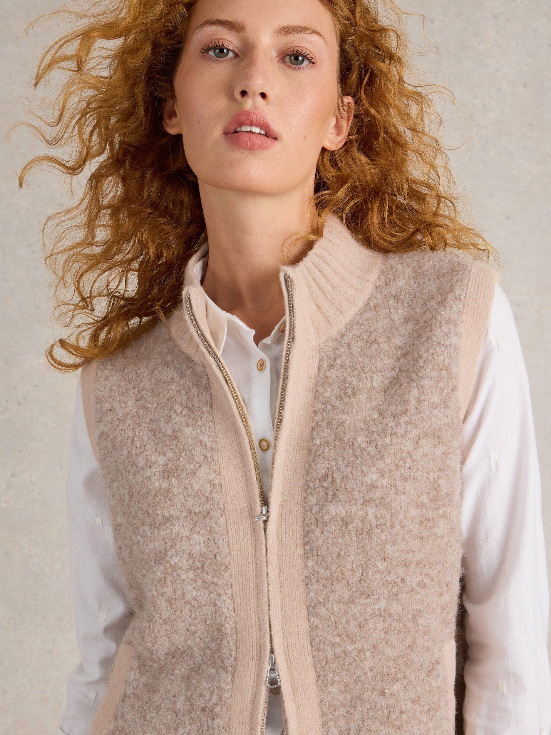 Product image 3 of 6, which shows White Stuff Boucle Gilet, Natural, 6