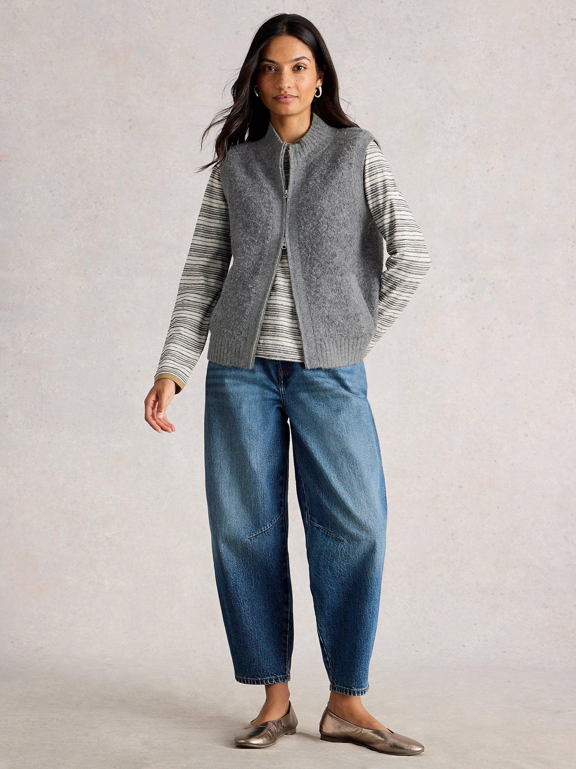 Product image 1 of 6, which shows White Stuff Boucle Gilet, Mid Grey, 6