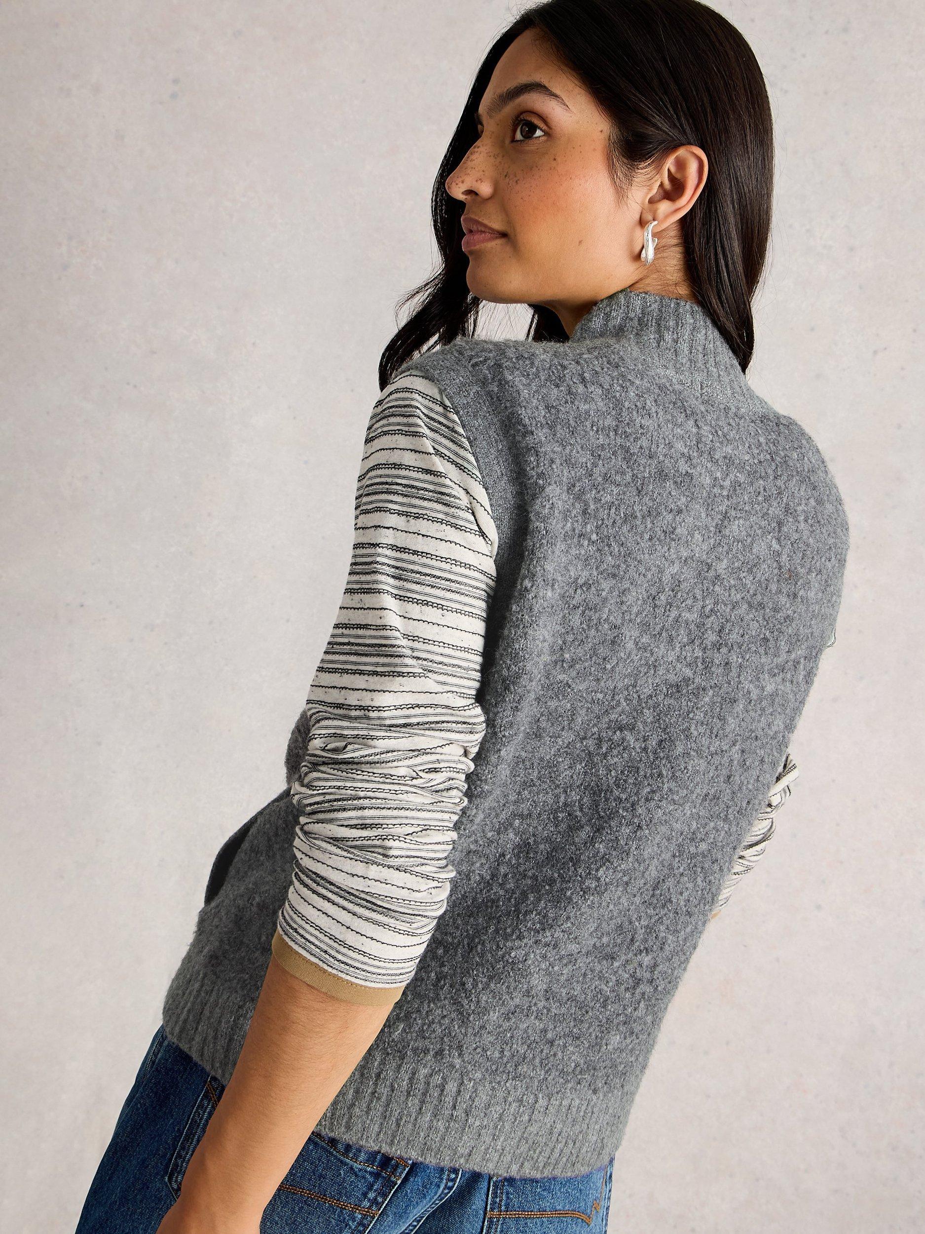 Product image 2 of 6, which shows White Stuff Boucle Gilet, Mid Grey, 6