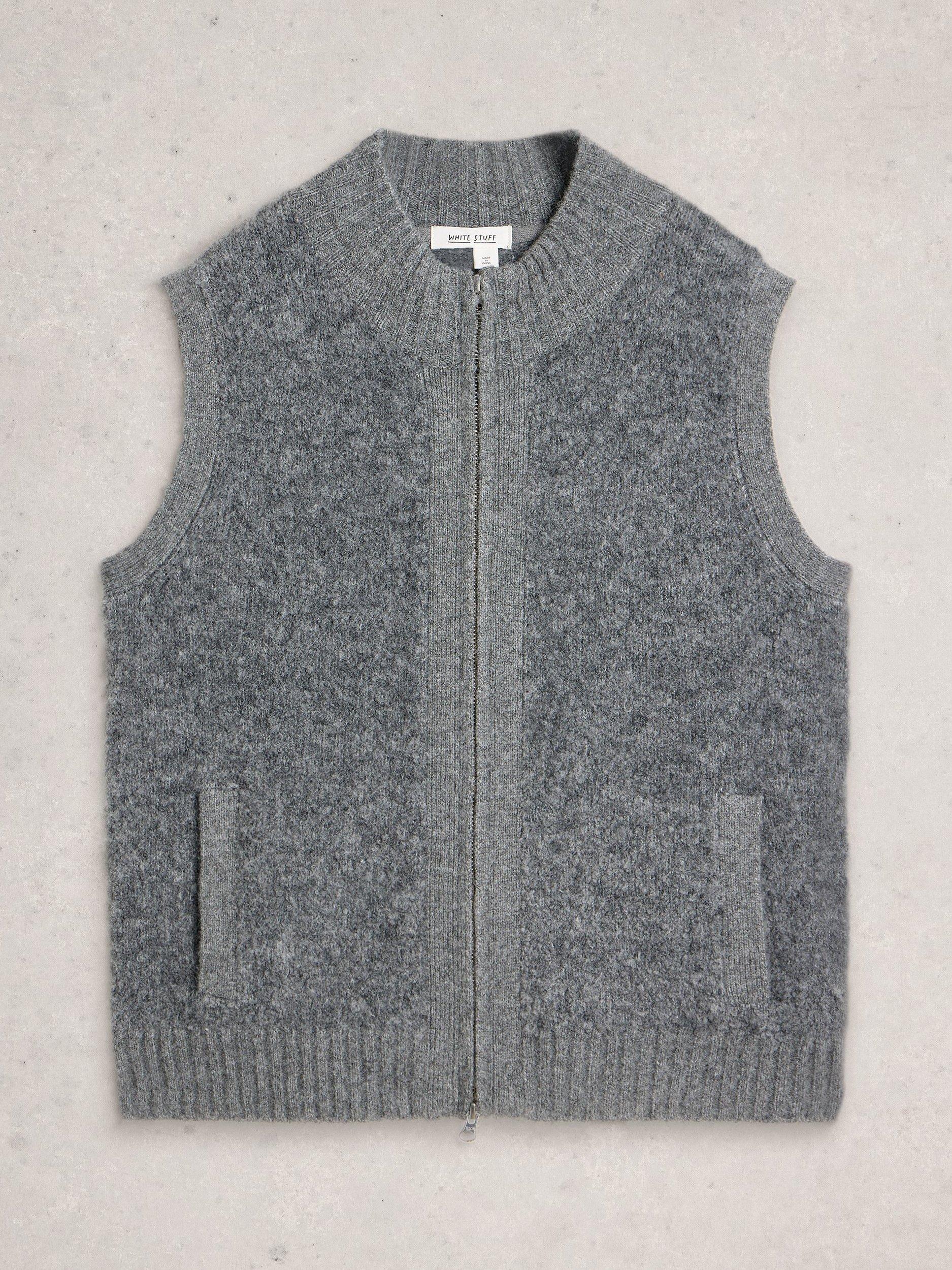 Product image 5 of 6, which shows White Stuff Boucle Gilet, Mid Grey, 6
