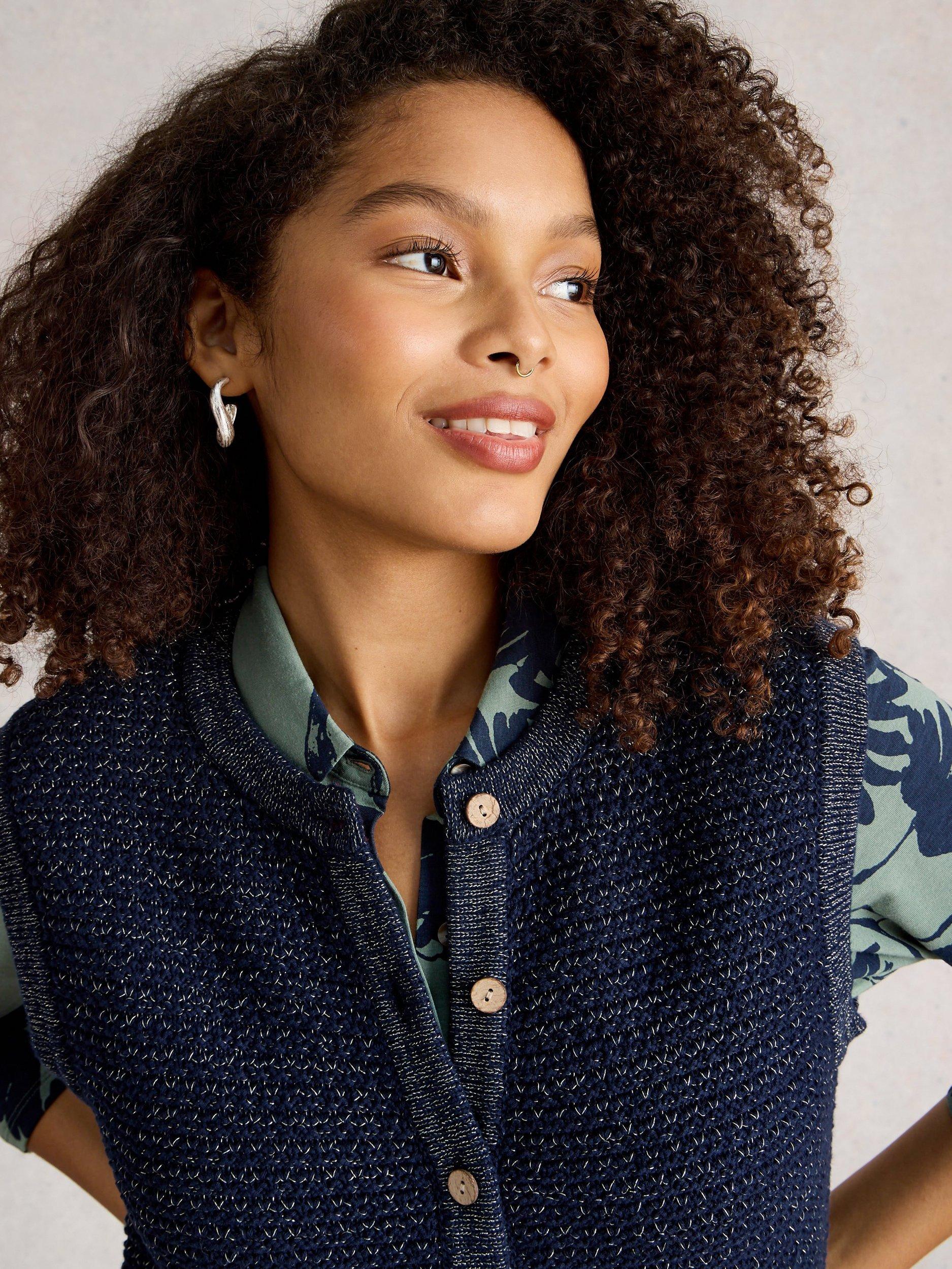 Product image 4 of 6, which shows White Stuff Belle Sparkle Tank Top, Dark Navy, 6