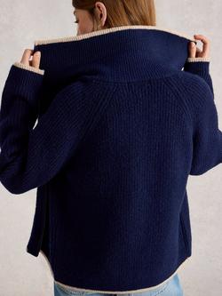 White Stuff Betty Bomber Cardigan, French Navy - view 2, French Navy