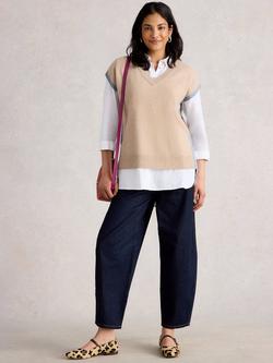 White Stuff V-Neck Pure Cashmere Tank Top, Light Natural, Light Natural