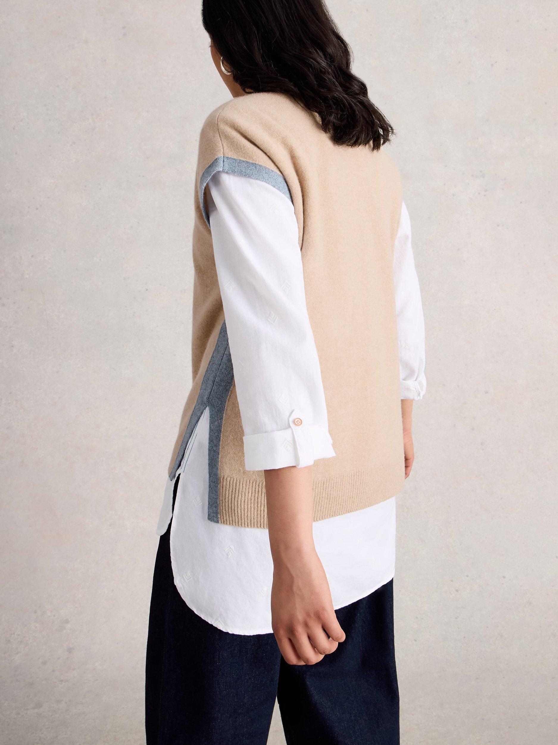 Product image 2 of 6, which shows White Stuff V-Neck Pure Cashmere Tank Top, Light Natural, 6