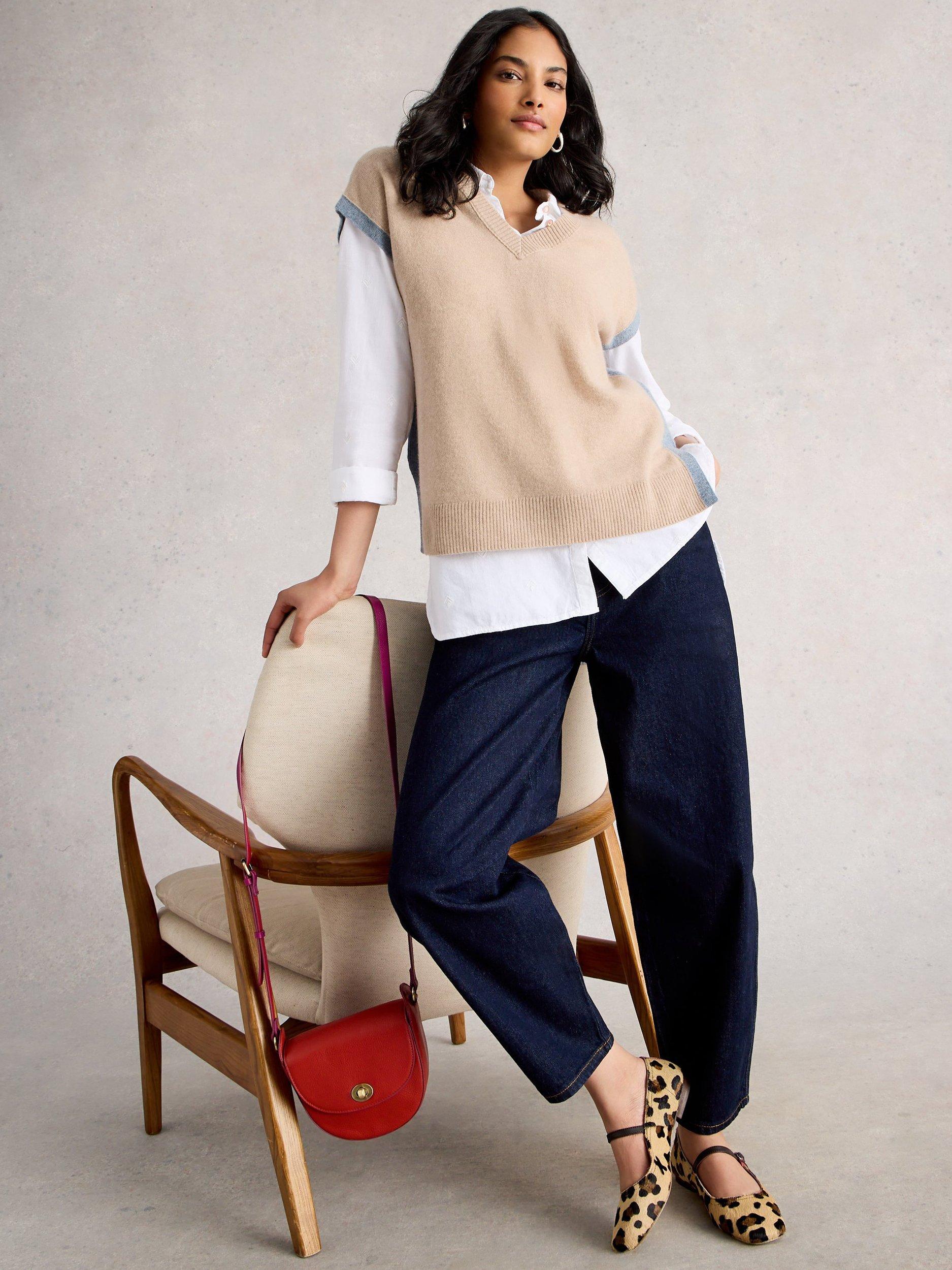 Product image 4 of 6, which shows White Stuff V-Neck Pure Cashmere Tank Top, Light Natural, 6