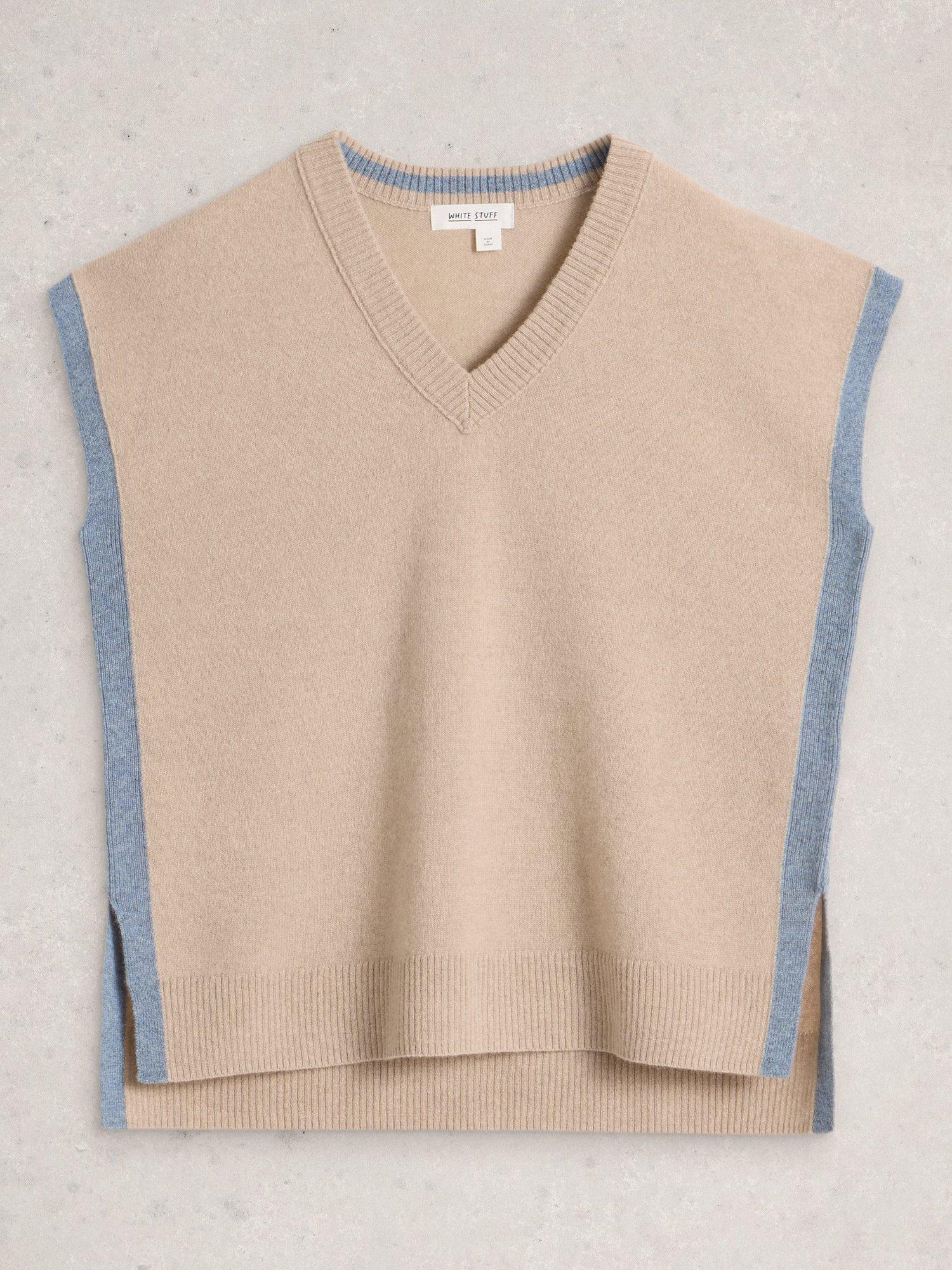 Product image 5 of 6, which shows White Stuff V-Neck Pure Cashmere Tank Top, Light Natural, 6