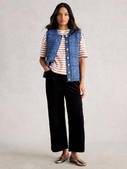 White Stuff Maxine Textured Stitch Waistcoat, Mid Blue, Mid Blue