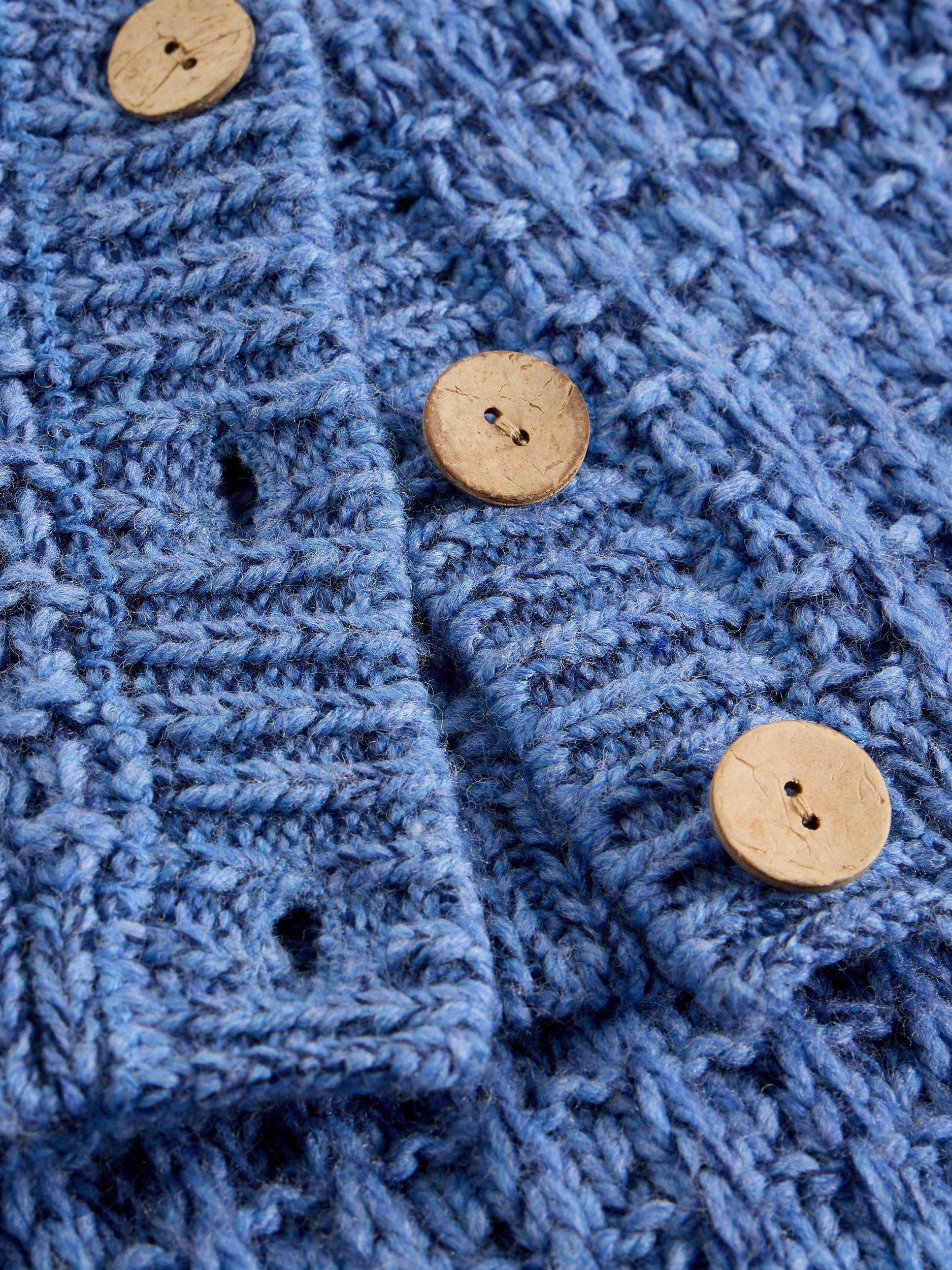 Product image 6 of 6, which shows White Stuff Maxine Textured Stitch Waistcoat, Mid Blue, S