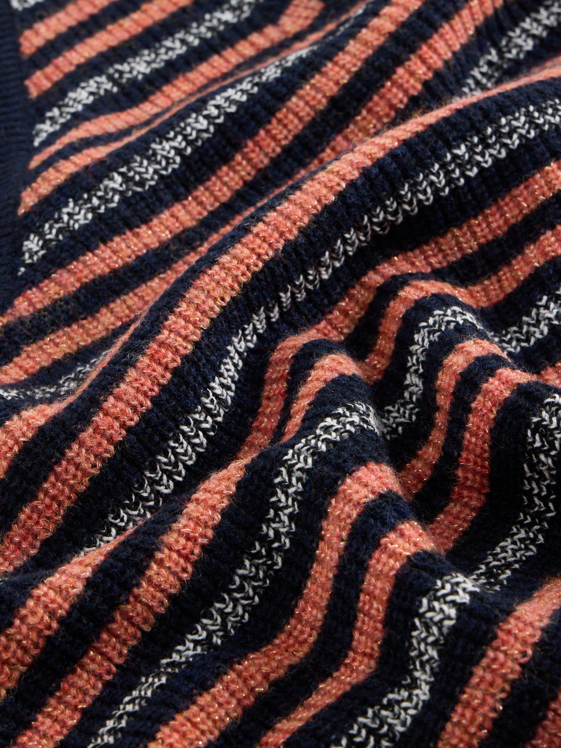 Product image 6 of 6, which shows White Stuff Meg Striped V-Neck Wool Blend Tank Top, Navy/Multi, S