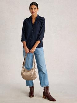 White Stuff Annie Sparkle Stripe Shirt, Dark Navy, Dark Navy