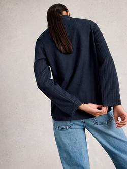 White Stuff Annie Sparkle Stripe Shirt, Dark Navy - view 2, Dark Navy