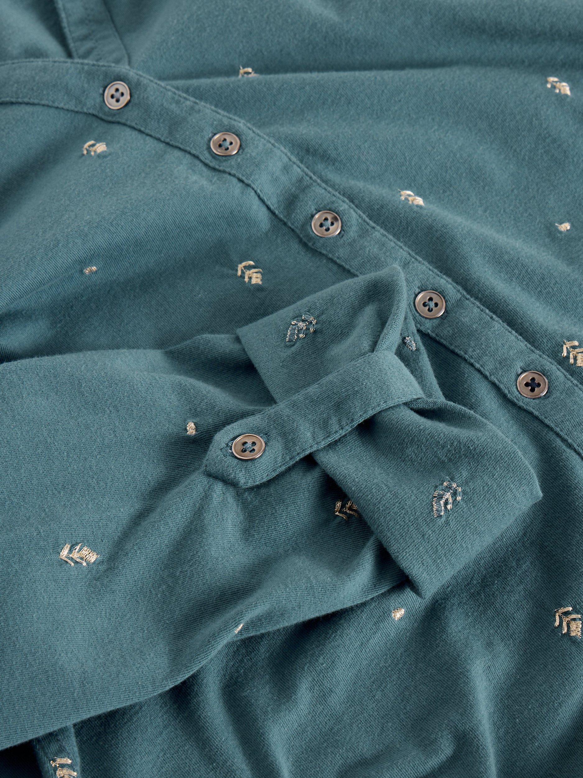 Product image 6 of 6, which shows White Stuff Annie Embroidered Jersey Shirt, Mid Blue, 12
