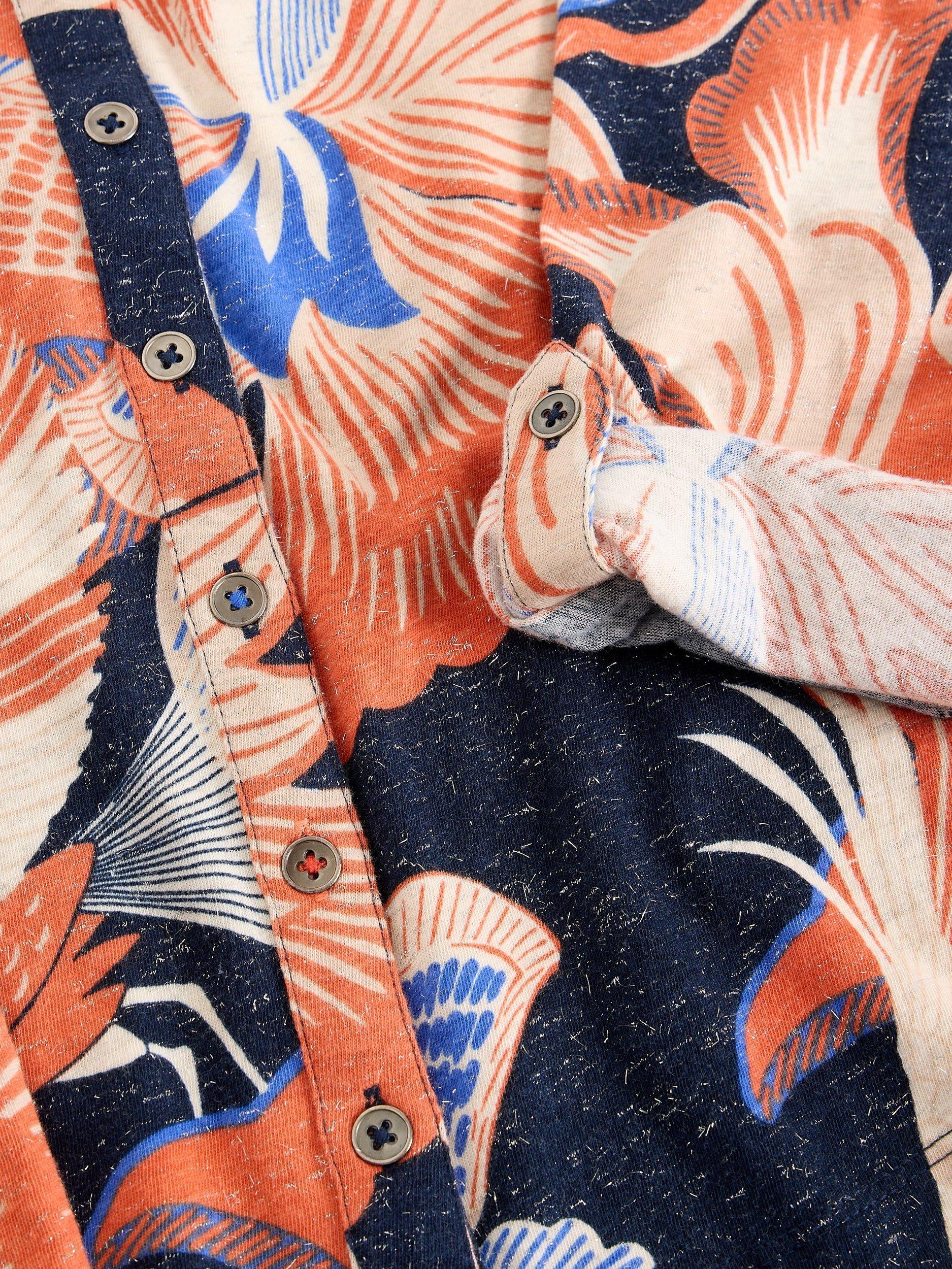 Product image 6 of 6, which shows White Stuff Annie Abstract Floral Sparkle Shirt, Navy/Multi, 8