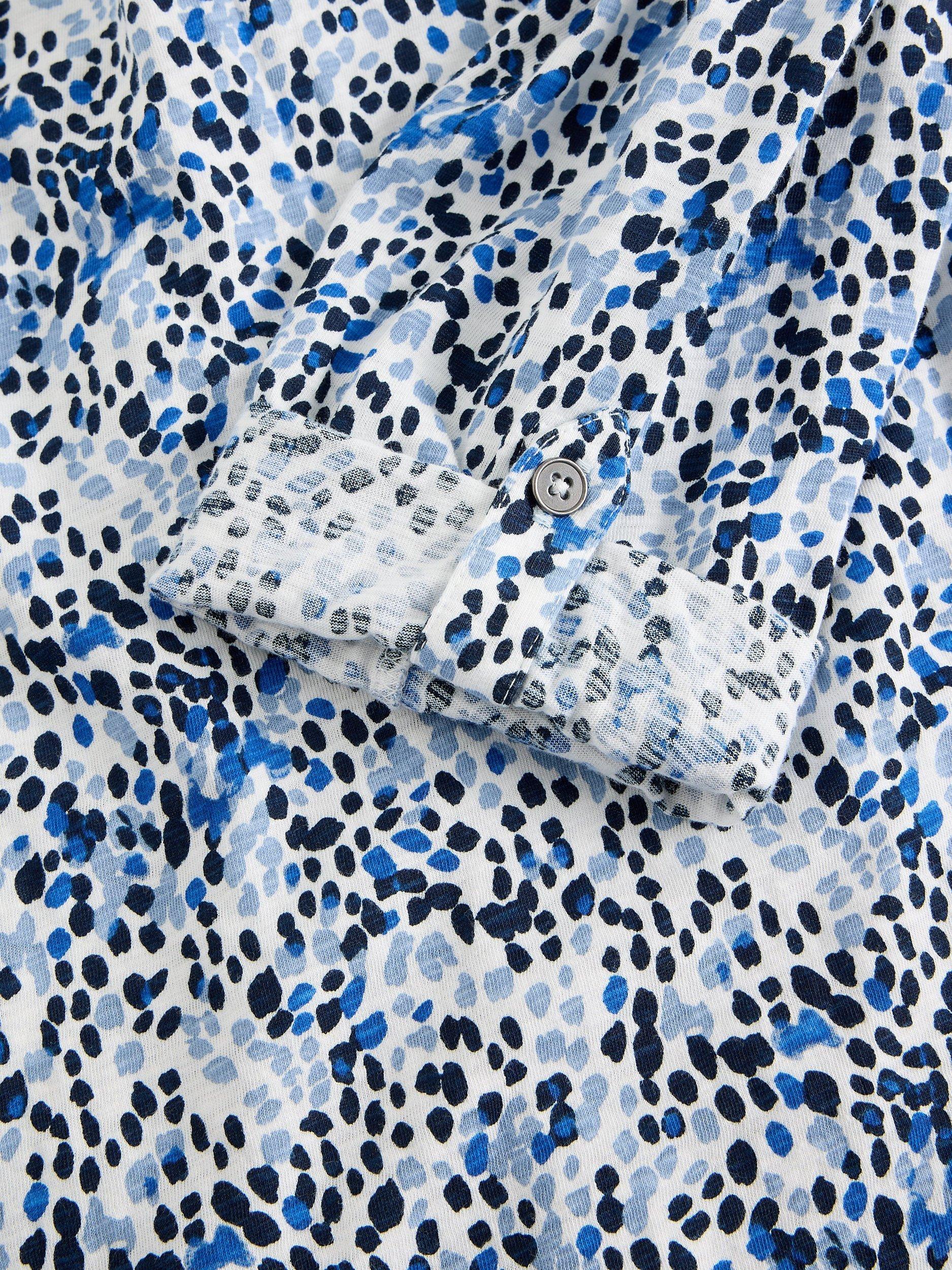 Product image 6 of 6, which shows White Stuff Annie Speck Fleck Jersey Shirt, White/Multi, 8