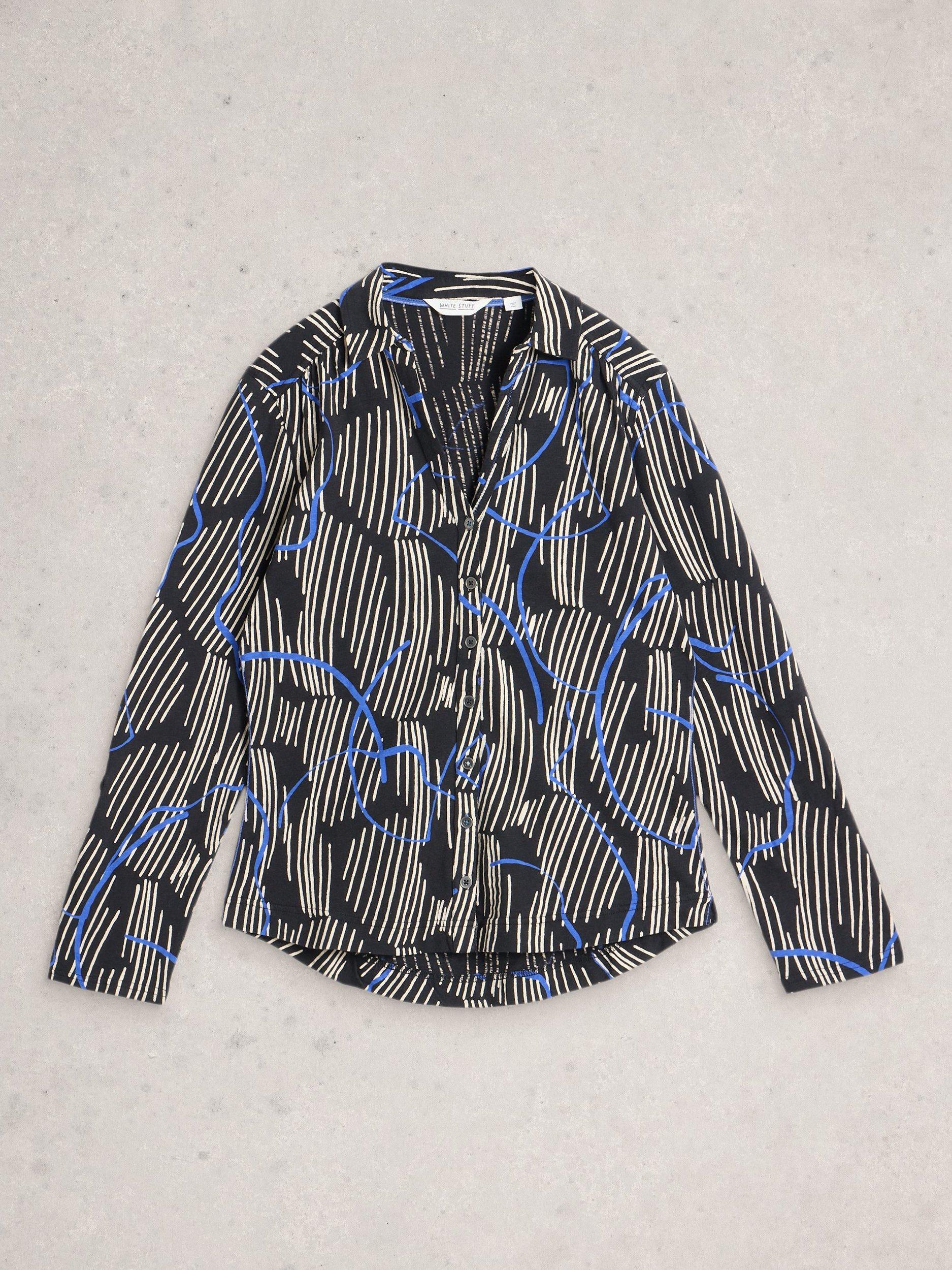 Product image 5 of 6, which shows White Stuff Annie Jersey Cotton Shirt, Black, 6