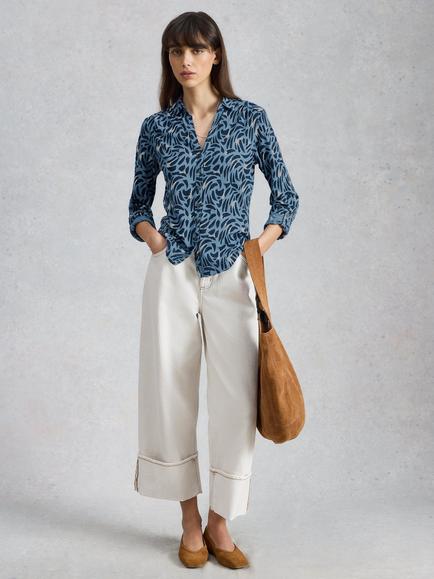 White Stuff Annie Graphic Jersey Shirt, Blue, Blue