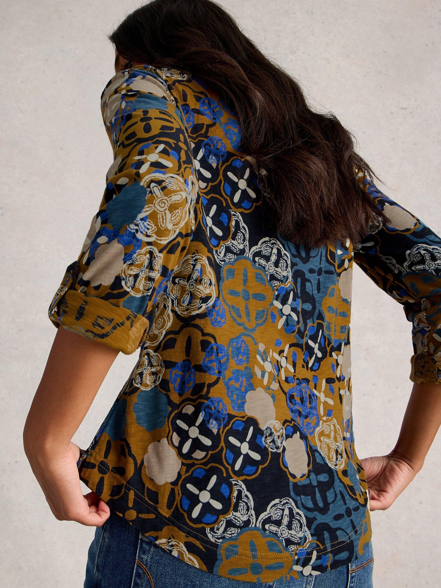 Product image 2 of 6, which shows White Stuff Annie Abstract Floral Jersey Shirt, Chart Multi, 8