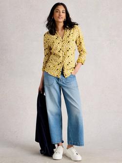 White Stuff Annie Abstract Jersey Shirt, Chartreuse/Multi, Chartreuse/Multi