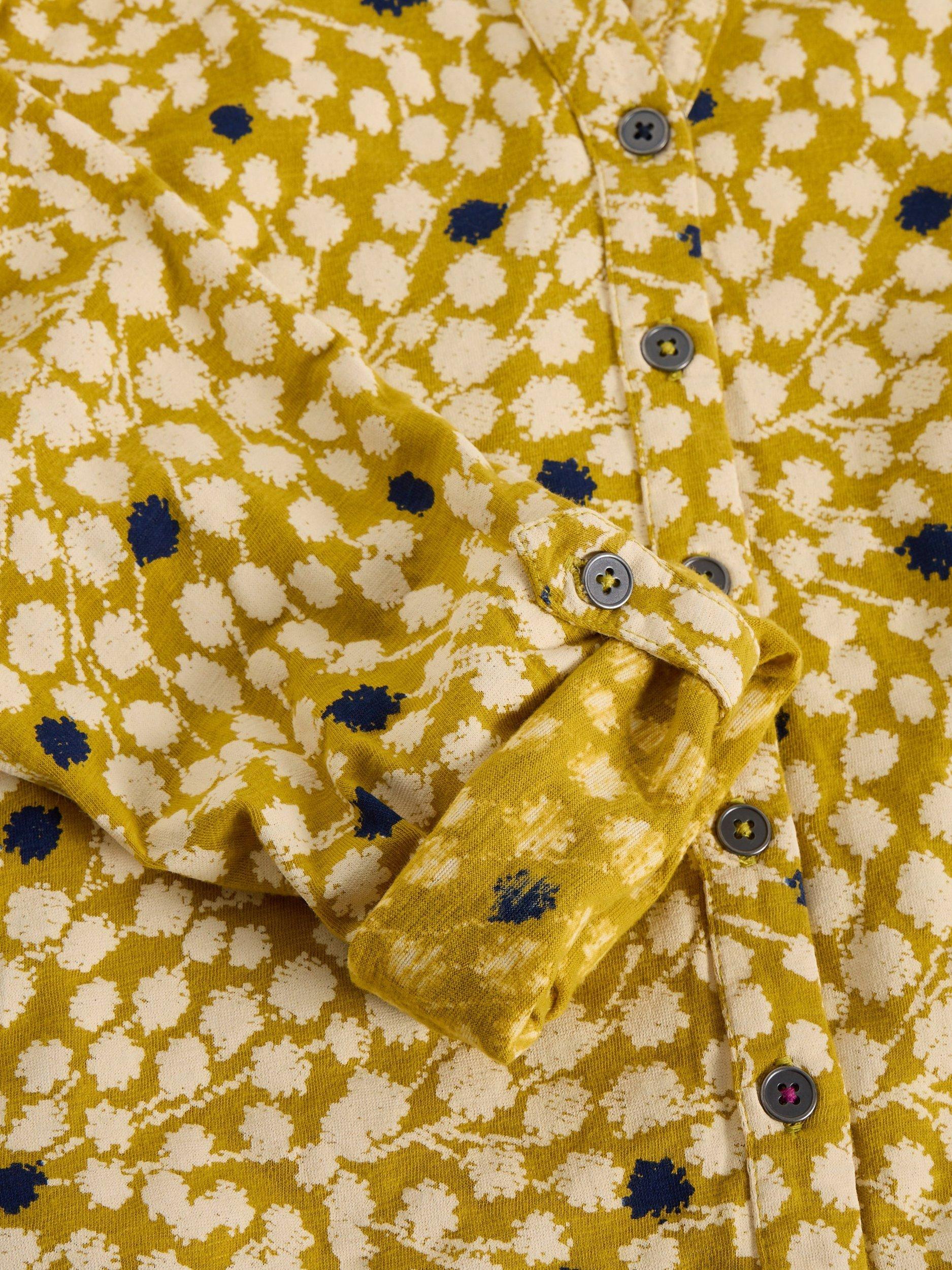 Product image 6 of 6, which shows White Stuff Annie Abstract Jersey Shirt, Chartreuse/Multi, 6