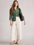 White Stuff Annie Leaves Jersey Shirt, Green/Multi