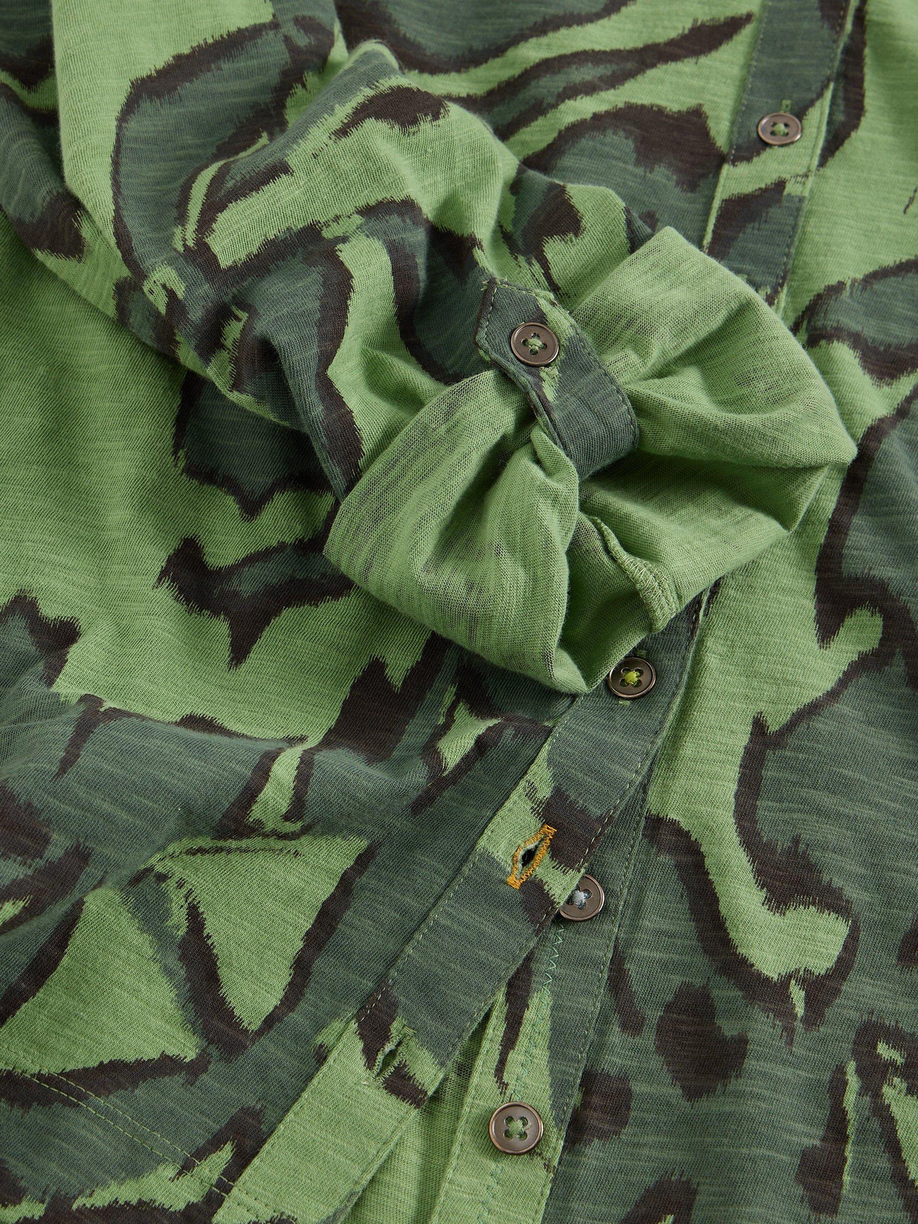 Product image 6 of 6, which shows White Stuff Annie Leaves Jersey Shirt, Green/Multi, 12
