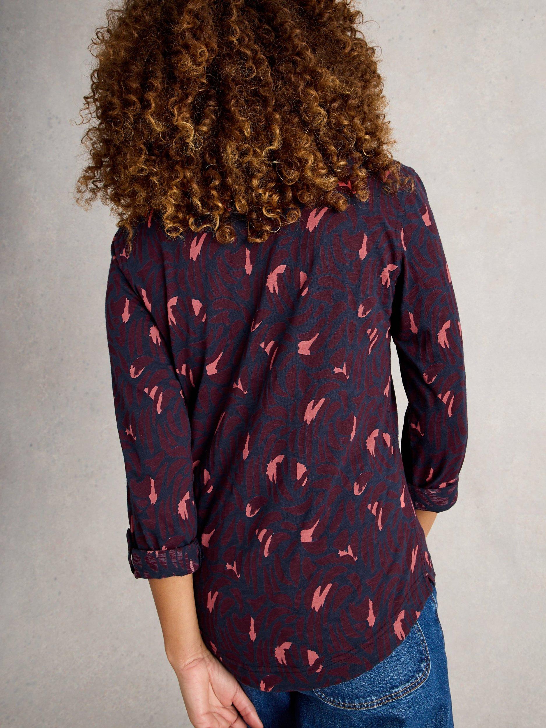 Product image 2 of 6, which shows White Stuff Annie Abstract Floral Shirt, Plum/Multi, 8