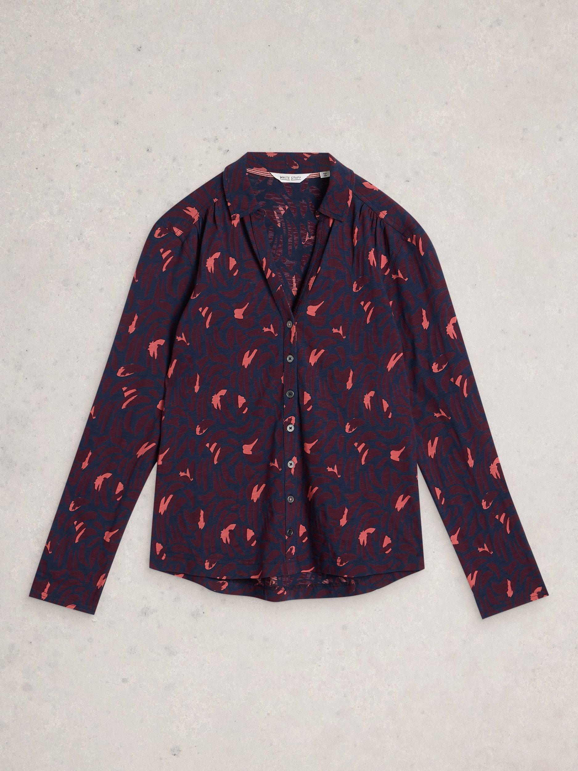 Product image 5 of 6, which shows White Stuff Annie Abstract Floral Shirt, Plum/Multi, 8