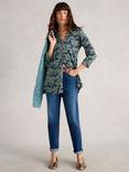 White Stuff Annie Floral Longline Shirt, Green/Multi