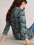 White Stuff Annie Floral Longline Shirt, Green/Multi