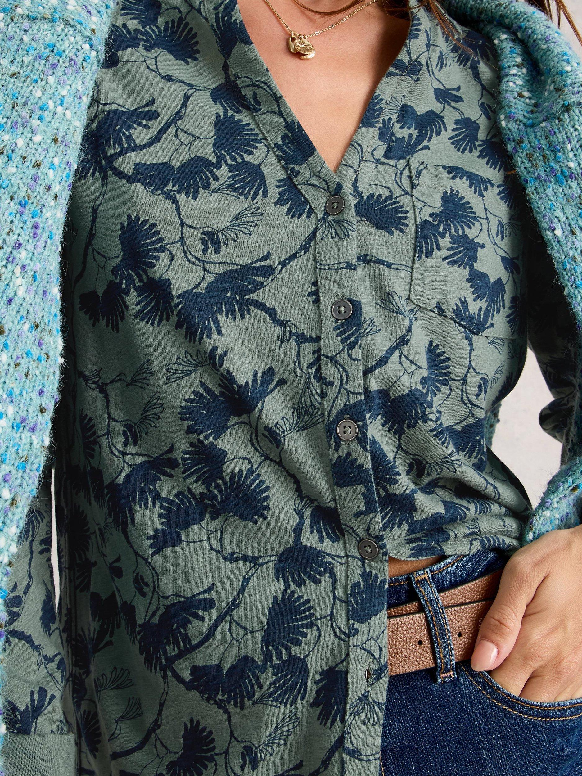 Product image 3 of 6, which shows White Stuff Annie Floral Longline Shirt, Green/Multi, 6