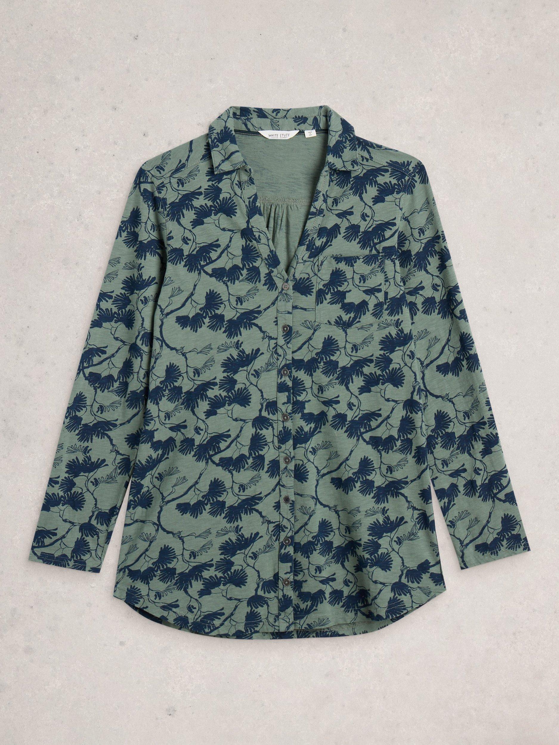 Product image 5 of 6, which shows White Stuff Annie Floral Longline Shirt, Green/Multi, 6