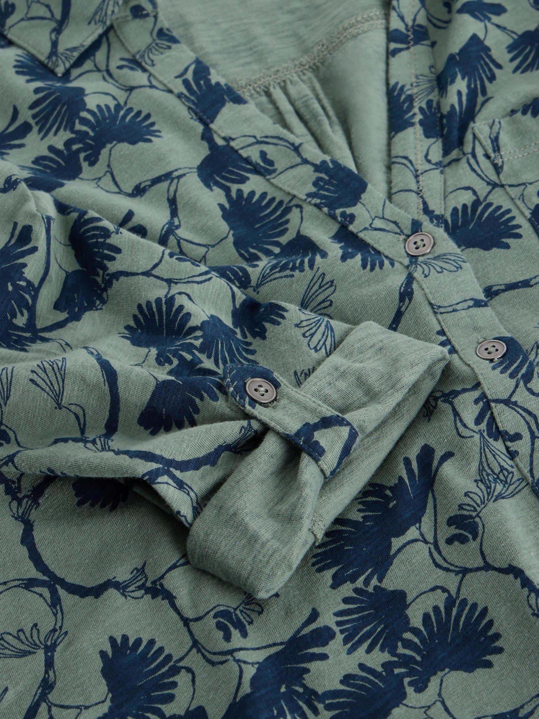 Product image 6 of 6, which shows White Stuff Annie Floral Longline Shirt, Green/Multi, 6