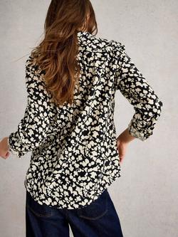 White Stuff Sophie Cotton Blend Spot Long Sleeve Collar Blouse - view 2, Black/Multi
